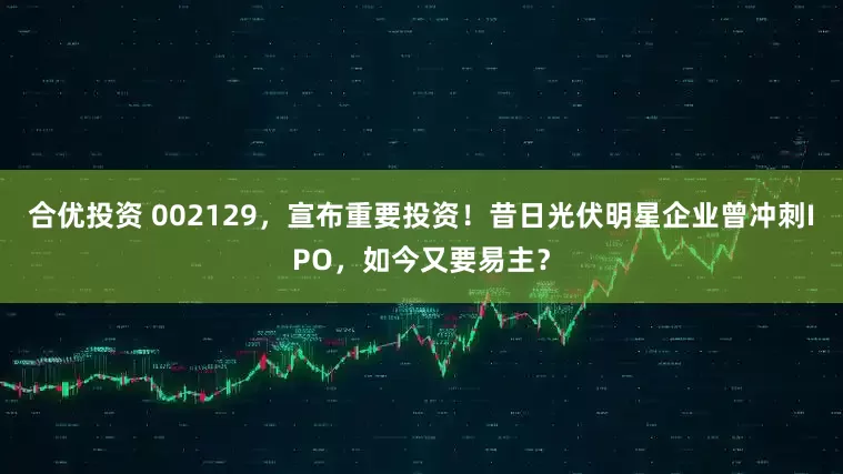 合优投资 002129，宣布重要投资！昔日光伏明星企业曾冲刺IPO，如今又要易主？